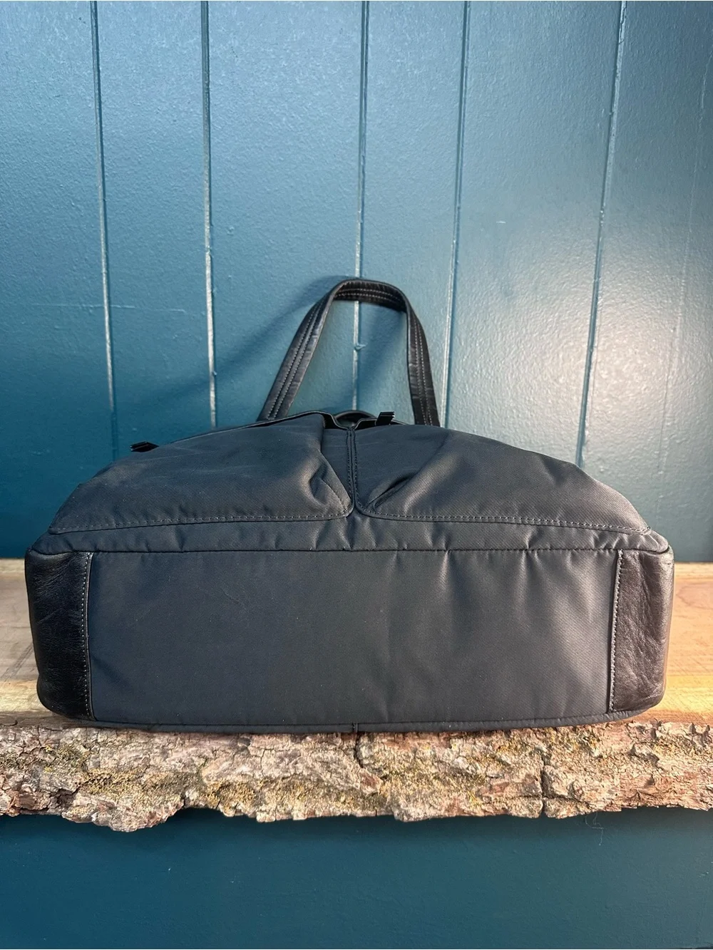 Coach Varick F70681 Black Nylon Leather Laptop Briefcase Messenger Bag Strap